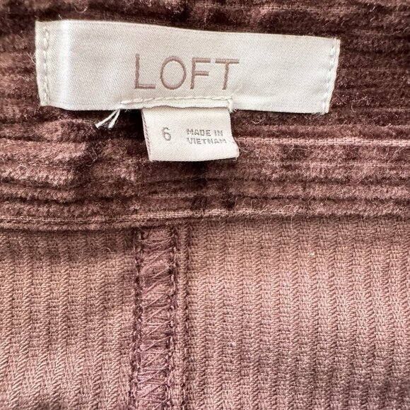 Ann Taylor LOFT Womens Skirt Size 6 Brown Corduroy Pockets Gold Buttons - Picture 5 of 7